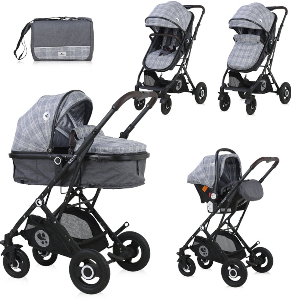 Πολυκαρότσι Μετατρεπόμενο 3σε1 με Car Seat 0-13kg Sena Lorelli Grey Squared