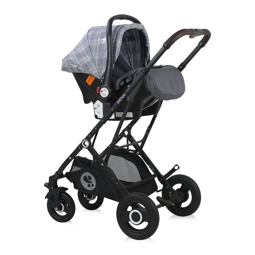 Πολυκαρότσι Μετατρεπόμενο 3σε1 με Car Seat 0-13kg Sena Lorelli Grey Squared - Image 10