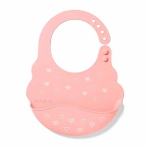 Σαλιάρα Σιλικόνης με Ρυθμιζόμενο Κούμπωμα Pink Hearts BN829/
