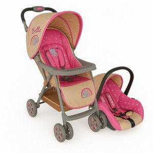 Καρότσι 2σε1 με car seat 0-13kg Bello Beboulino Pink Bears Of Love