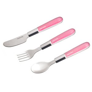 Μεταλλικό Κουτάλι Πιρούνι και Μαχαίρι Canpol Pink 9/