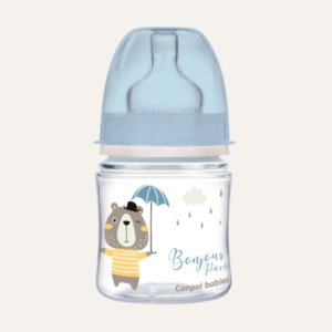 Πλατύ Μπουκάλι Κατά των Κολικών 120ml +0m Bonjour Canpol Blue 35/