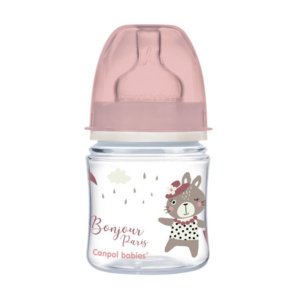 Πλατύ Μπουκάλι Κατά των Κολικών 120ml +0m Bonjour Canpol Pink 35/