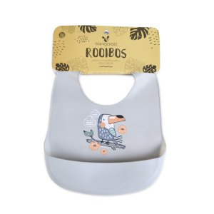 Σαλιάρα Σιλικόνης με Τσέπη Rooibos Cangaroo Grey