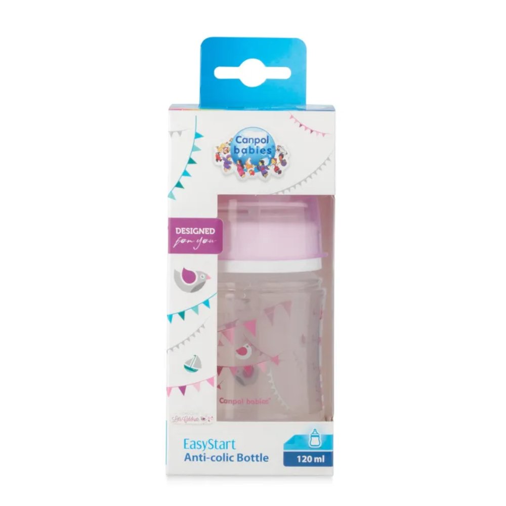 Μπιμπερό Πλατύ Κατά των Κολικών 120ml +0m PP Easy Start Let's Celebrate Canpol Pink 35/ - Image 2