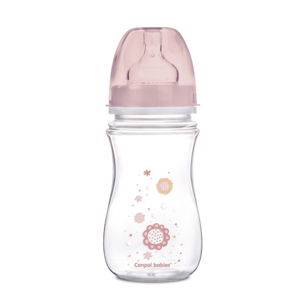 Μπιμπερό με Φαρδύ Λαιμό Κατά των Κολικών 240ml 3-6m Easy Start Canpol Pink 35/
