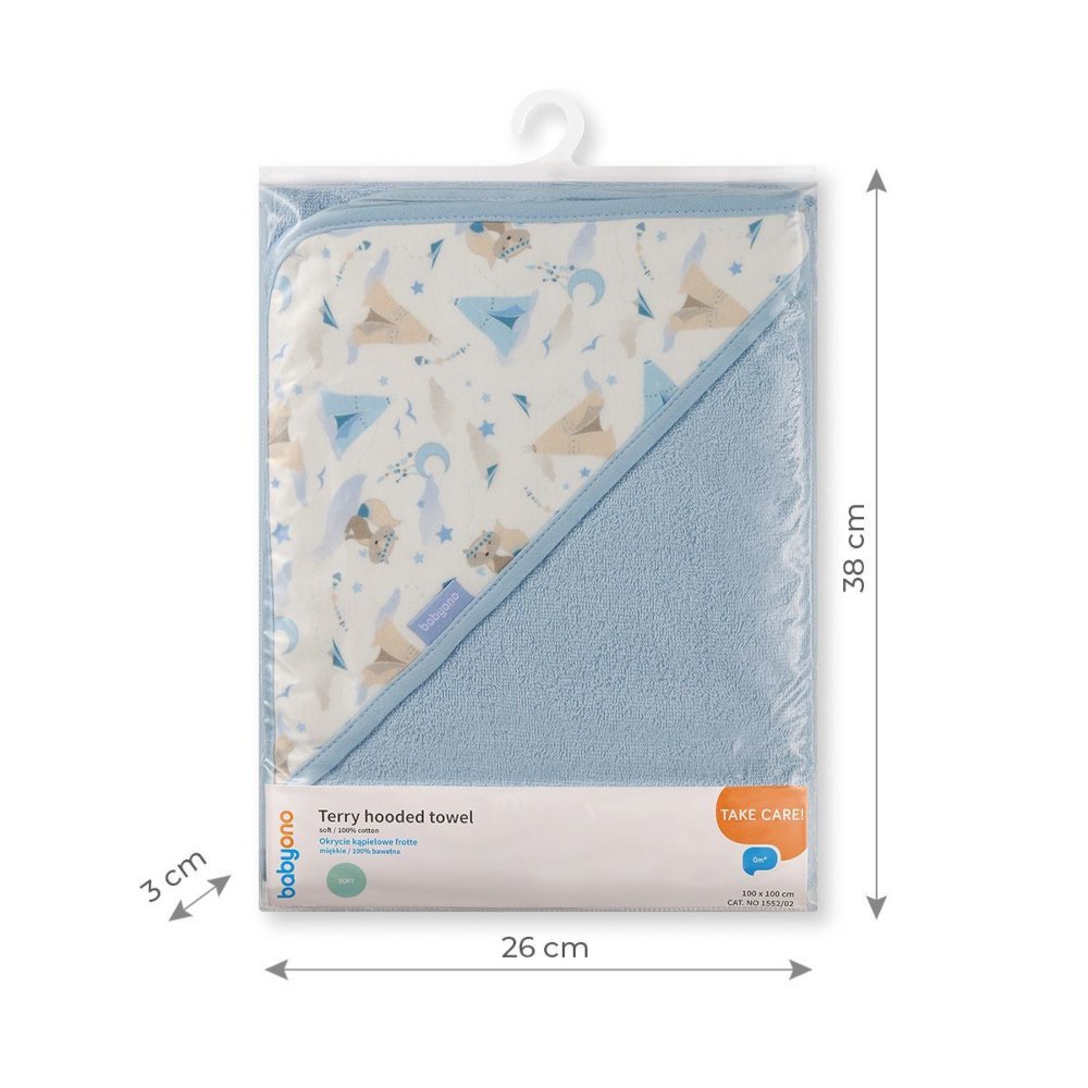 Πετσέτα με Κουκούλα Terry 100x100cm Babyono Blue 1552/ - Image 2