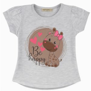 Μπλούζα Κοντομάνικη Be Happy in Grey New Happy Life