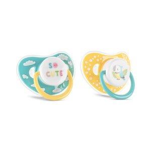 Πιπίλες με Καπάκι 2τμχ +6m Lorelli Yellow Blue