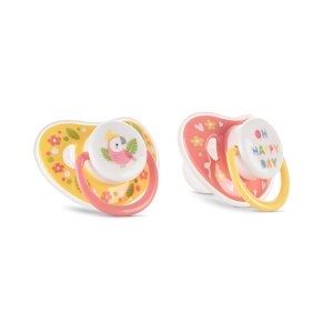 Πιπίλες με Καπάκι 2τμχ +6m Lorelli Yellow Pink