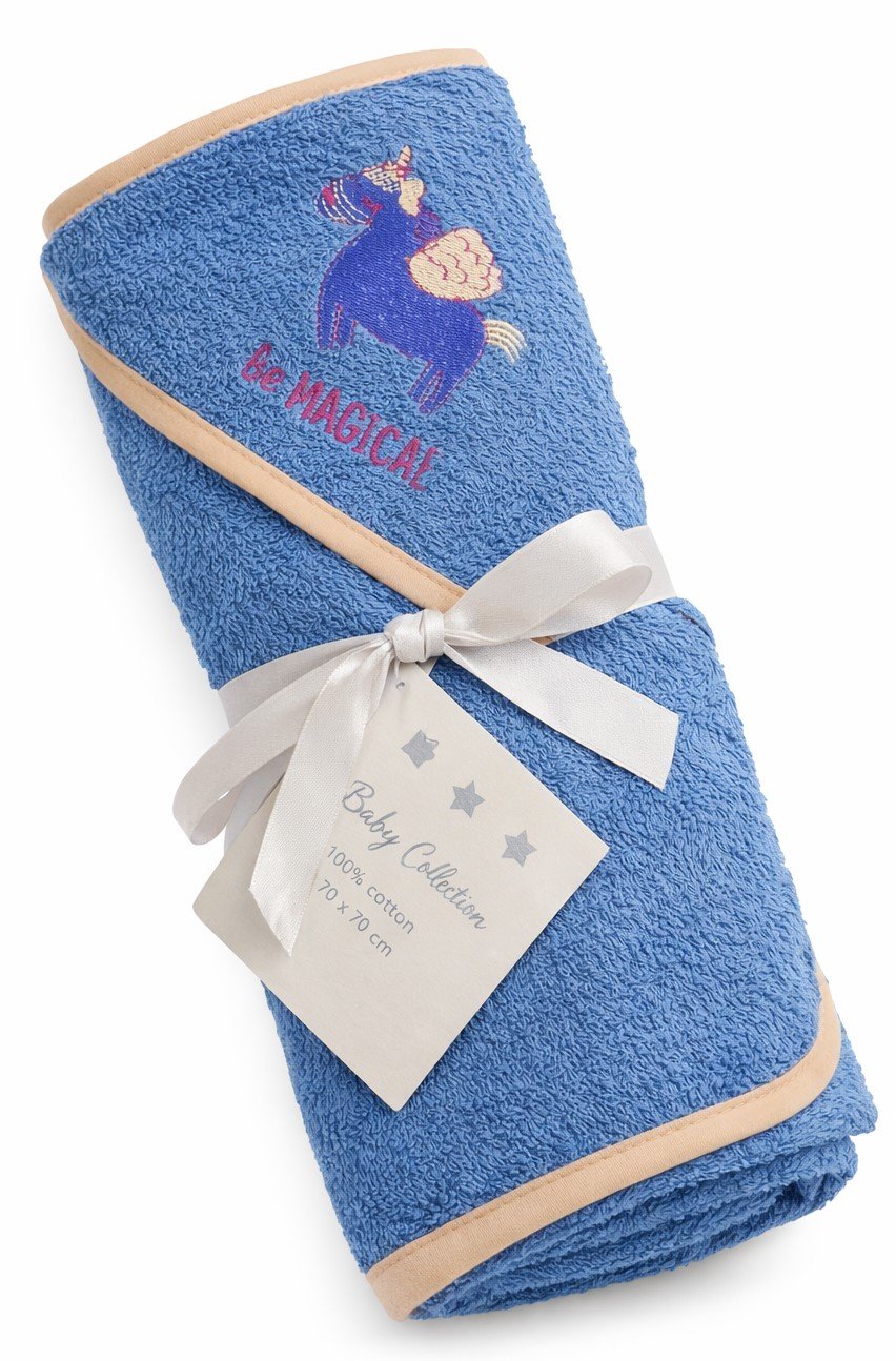 Μπουρνουζοπετσέτα με Κουκούλα 75x75cm Beboulino Unicorn Fr Blue
