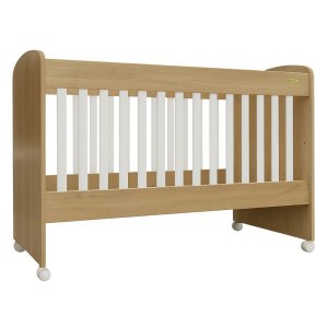 Κρεβατάκι με Ροδάκια 60x120cm Πάρης Beboulino Σημύδα Λευκό