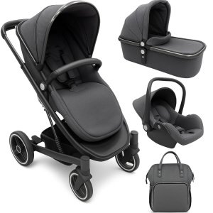 Καρότσι 3σε1 με ξεχωριστό Πορτ μπεμπέ και Car Seat Divaina Kikka boo Dark Grey Melange