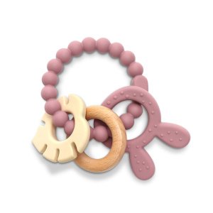 Μασητικό Σιλικόνης και Ξύλου Οξιάς Rabbit Natural Deep Pink Lorelli