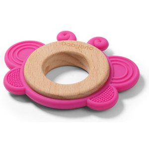 Ορθοδοντικό Μασητικό Σιλικόνης με Ξύλο Butterfly Babyono Pink 1075/