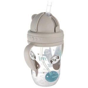 Εκπαιδευτικό Κύπελλο με Καλαμάκι 270ml +6m Exotic Animals Canpol Beige