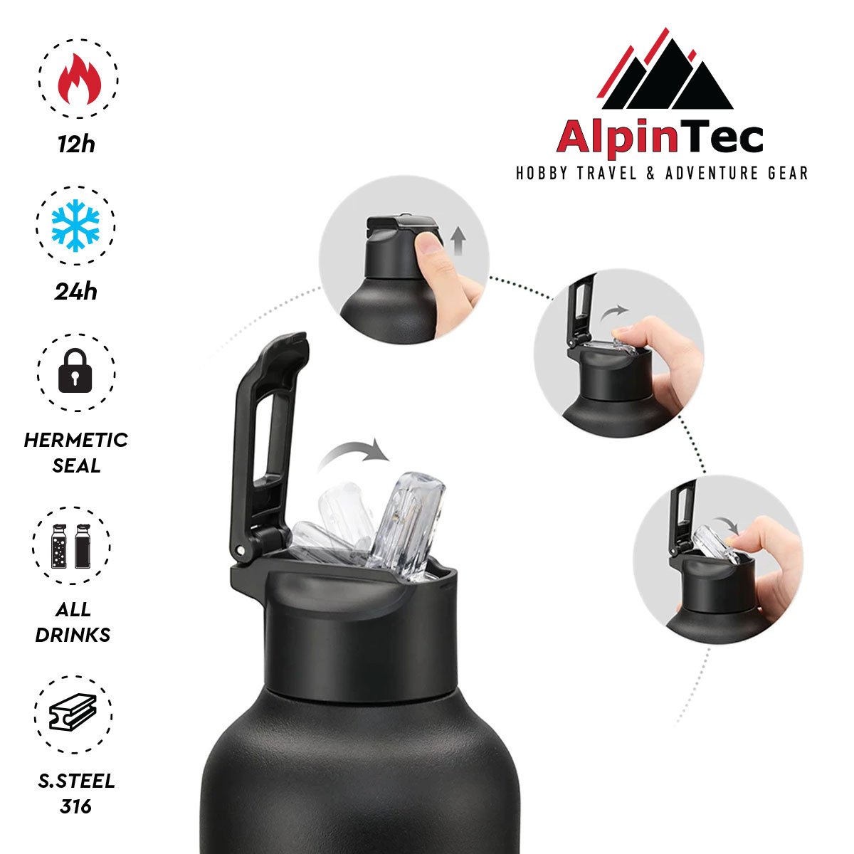 Θερμός από Ανοξείδωτο Ατσάλι 950ml Tour AlpinTec Ciel - Image 3