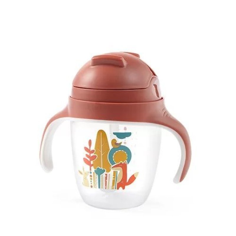 Εκπαιδευτικό Ποτηράκι με Λαβές 240ml Sippy Cup Babyono Κεραμιδί - Image 2