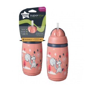 Μπουκάλι με Λαβές και Καλαμάκι 266ml Superstar Tommee Tippee Pink