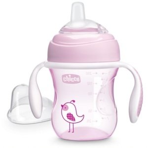 Μπουκάλι με Λαβές 200ml για 4 μηνών First Training Mug Chicco Girl Pink