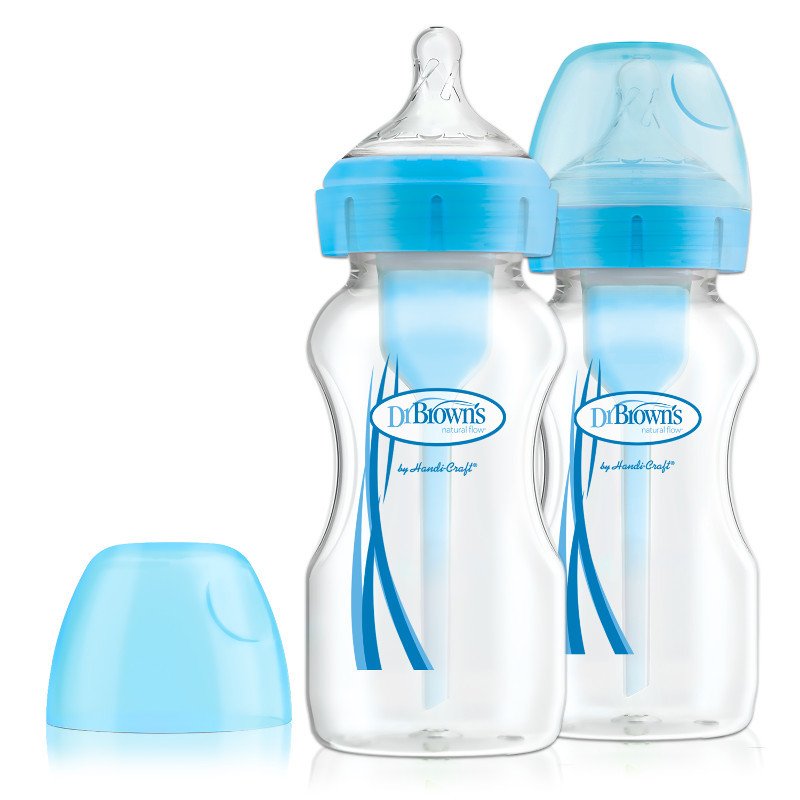 Μπιμπερό Σετ 2τμχ με Φαρδύ Λαιμό 270ml Dr. Brown's Blue WB