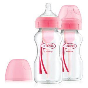 Μπιμπερό Σετ 2τμχ με Φαρδύ Λαιμό 270ml Dr. Brown's Pink WB