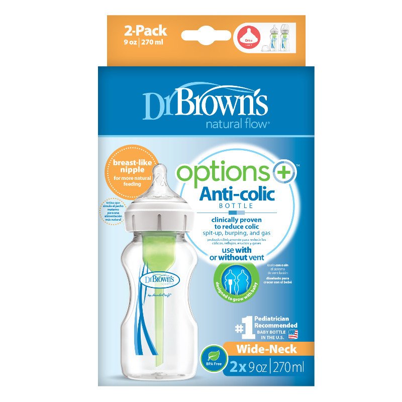 Μπιμπερό Σετ 2τμχ με Φαρδύ Λαιμό 270ml Dr. Brown's WB - Image 2