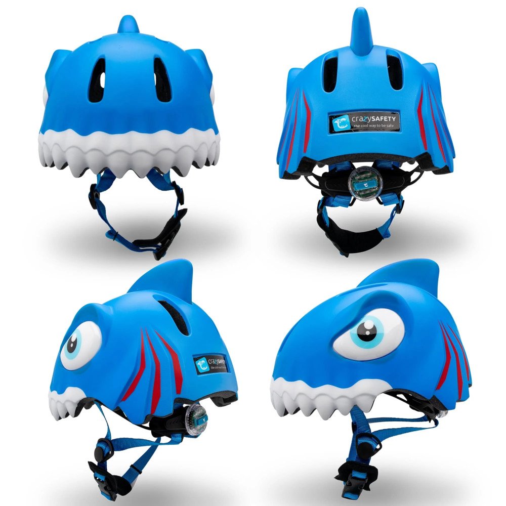 Κράνος με Led 49-55cm Crazy Safety Shark Blue NSH-100501- - Image 2