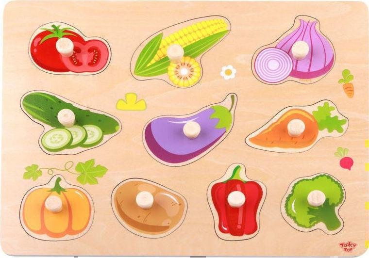 Puzzle Σφηνώματα 10τμχ Ξύλινο Λαχανικά Tooky Toys TY - Image 2