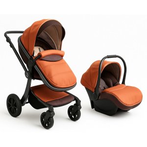 Πολυκαρότσι Μετατρεπόμενο 3σε1 με Car Seat 0-13kg Sofie Moni Orange Leather