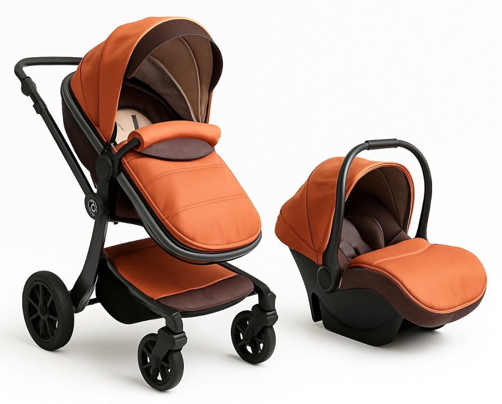 Πολυκαρότσι Μετατρεπόμενο 3σε1 με Car Seat 0-13kg Sofie Moni Orange Leather