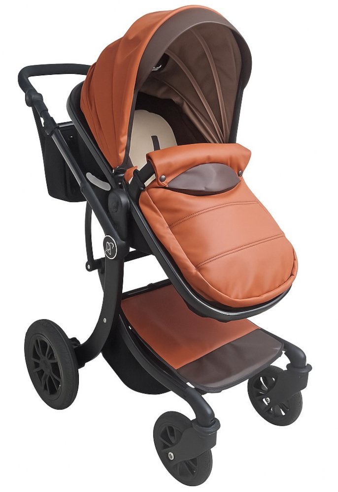 Πολυκαρότσι Μετατρεπόμενο 3σε1 με Car Seat 0-13kg Sofie Moni Orange Leather - Image 3