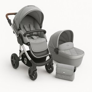Καρότσι 2σε1 με ξεχωριστό Πορτ μπεμπέ Rimini Lorelli Grey & Black Dots