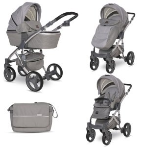 Καρότσι 2σε1 με ξεχωριστό Πορτ μπεμπέ Rimini Premium Lorelli Grey