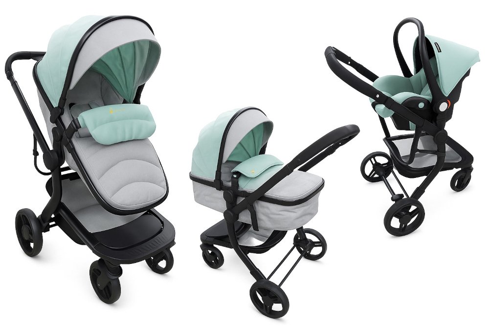 Πολυκαρότσι Μετατρεπόμενο 3σε1 με car seat 0-13kg Aveiro Beboulino Grey Mint - Image 2