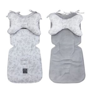 Στρώμα Καροτσιού 2 Όψεων με Μαξιλάρι For Baby Beboulino White Grey Roses