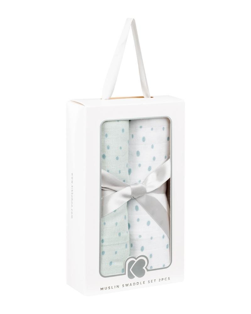 Πάνες Μουσελίνας 80x80cm Σετ 2τμχ Kikka boo Dots Blue - Image 2