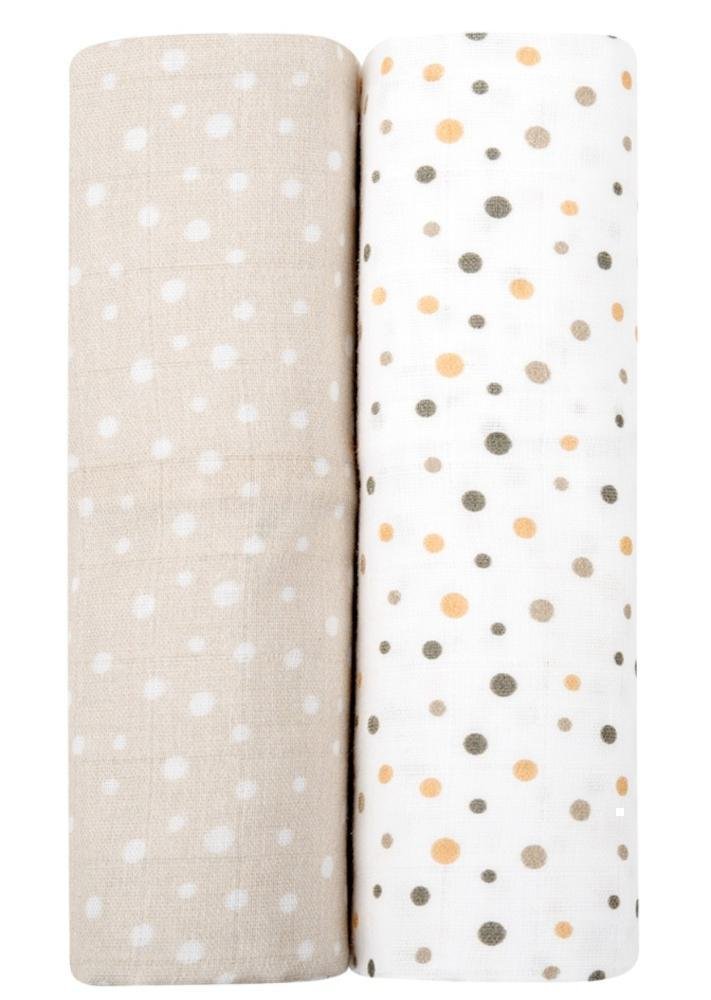 Πάνες Μουσελίνας 80x80cm Σετ 2τμχ Kikka boo Dots Beige