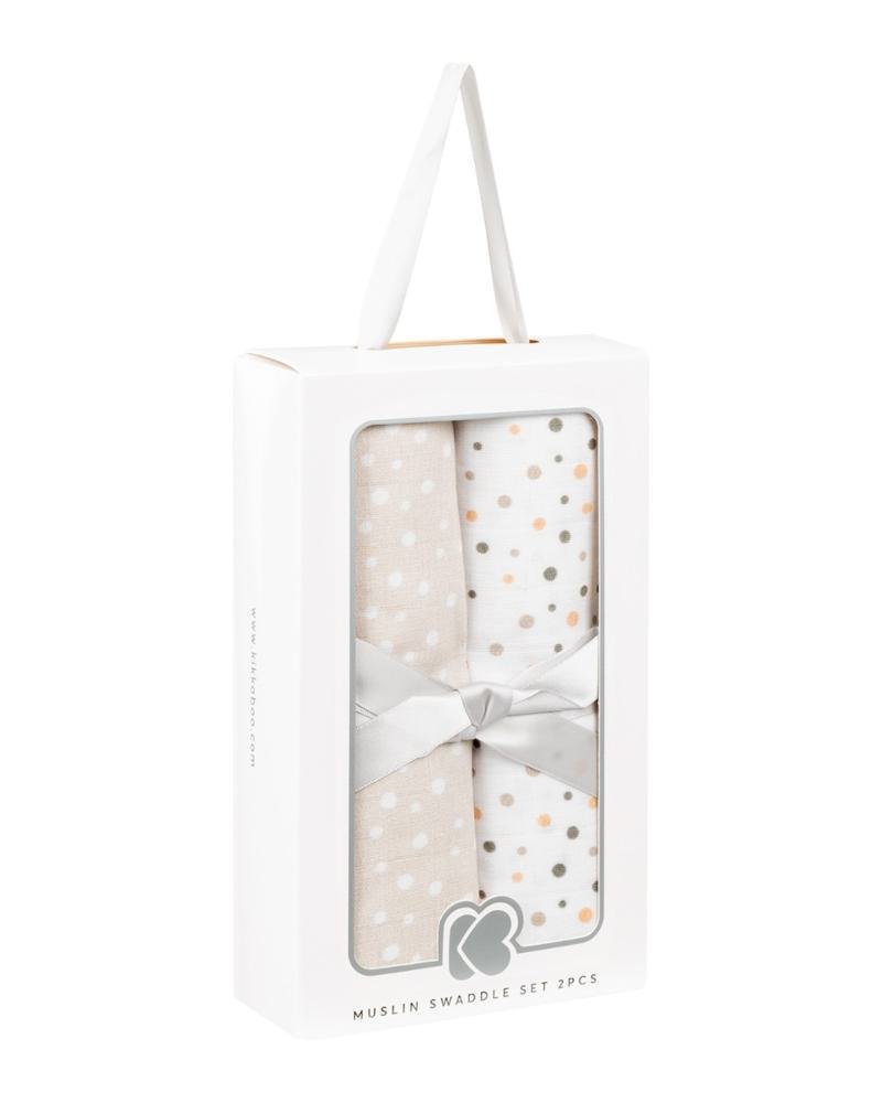 Πάνες Μουσελίνας 80x80cm Σετ 2τμχ Kikka boo Dots Beige - Image 2