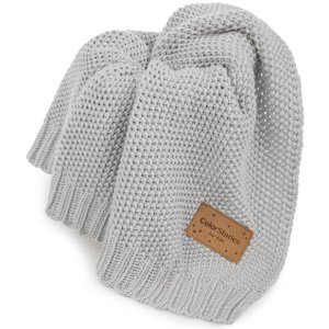 Κουβέρτα Πλεκτή Βαμβακερή 75x90cm Leo Color Grey