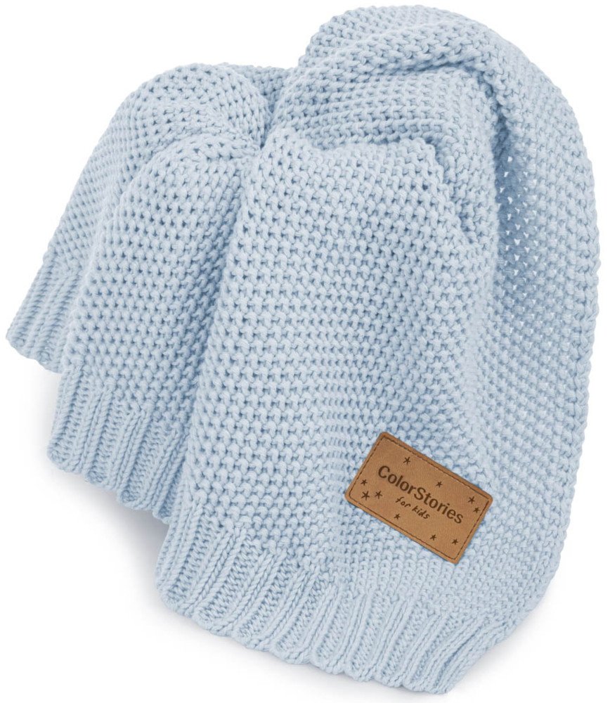 Κουβέρτα Πλεκτή Βαμβακερή 75x90cm Leo Color Baby Blue