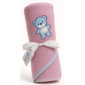 Μπουρνουζοπετσέτα με Κουκούλα 75x75cm Beboulino Pink Bear Fr