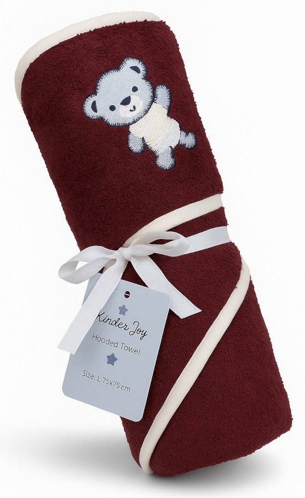 Μπουρνουζοπετσέτα με Κουκούλα 75x75cm Beboulino Bordeaux Bear Fr