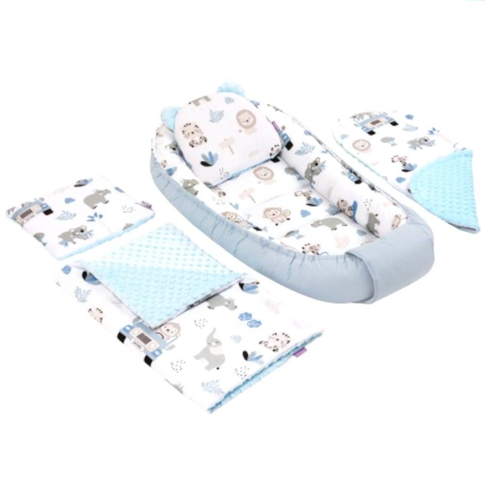 Σετ Φωλιά Διπλής Όψεως 55x100cm Minky Blue Safari - Image 2
