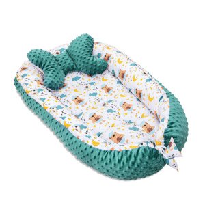 Σετ Φωλιά Διπλής Όψεως 90x50cm Minky Emerald Sleepy Bears Maboo