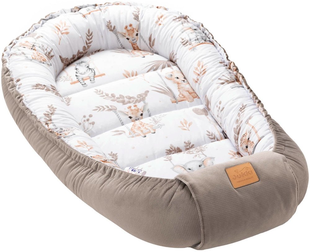 Φωλιά Διπλής Όψεως 55x100cm Velvet Happy Jungle Latte Comfort