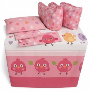 Σετ Ύπνου 6τμχ Rainbow Birds Pink Beboulino