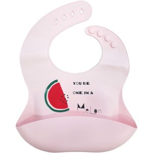 Σαλιάρα Σιλικόνης με Τσέπη Pink One Melon