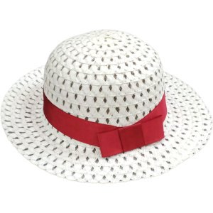 Ψάθινο Καπέλο White Red Bow Girl