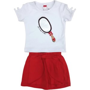 Μπλουζάκι Καλοκαιρινό με Σορτσάκι White Red Mirror